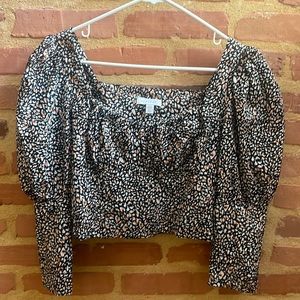 Topshop Corset Blouse in Animal Print